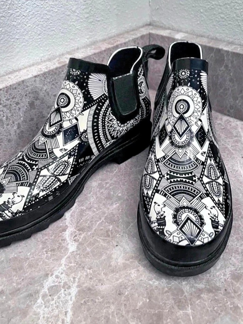 Sakroots Black & White Printed Ankle